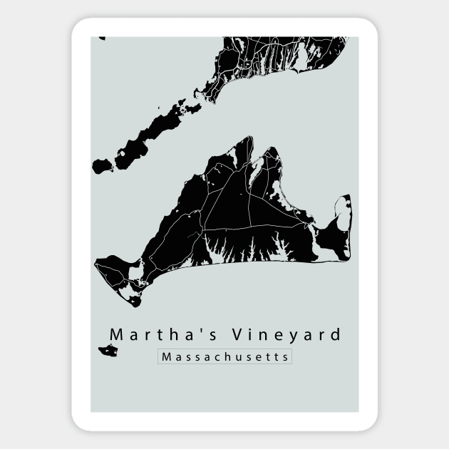 Marthas Vineyard Massachusetts City Map dark Sticker by Robin-Niemczyk